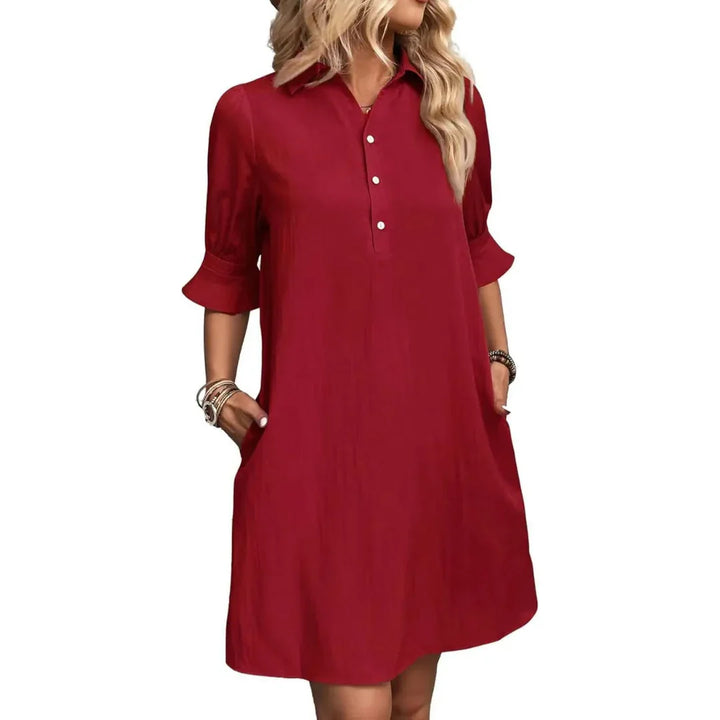 FRANCHESCA™ - Casual Button Down Shirt Dress - MABEL LONDON