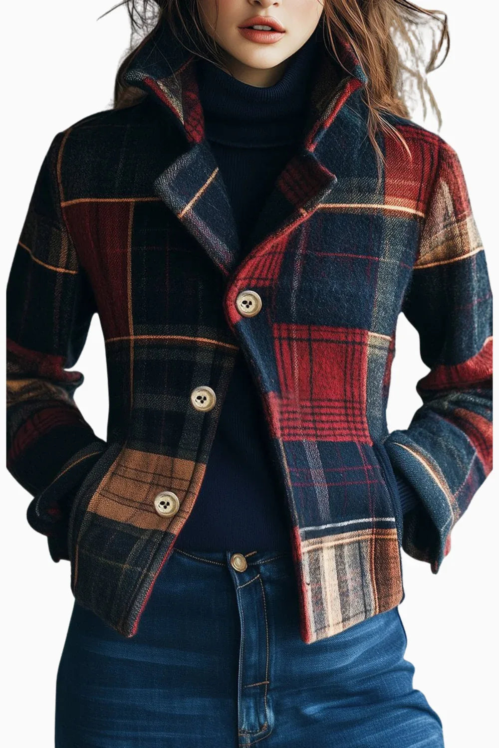 Joyce | Plaid Pattern Woolen Jacket - MABEL LONDON