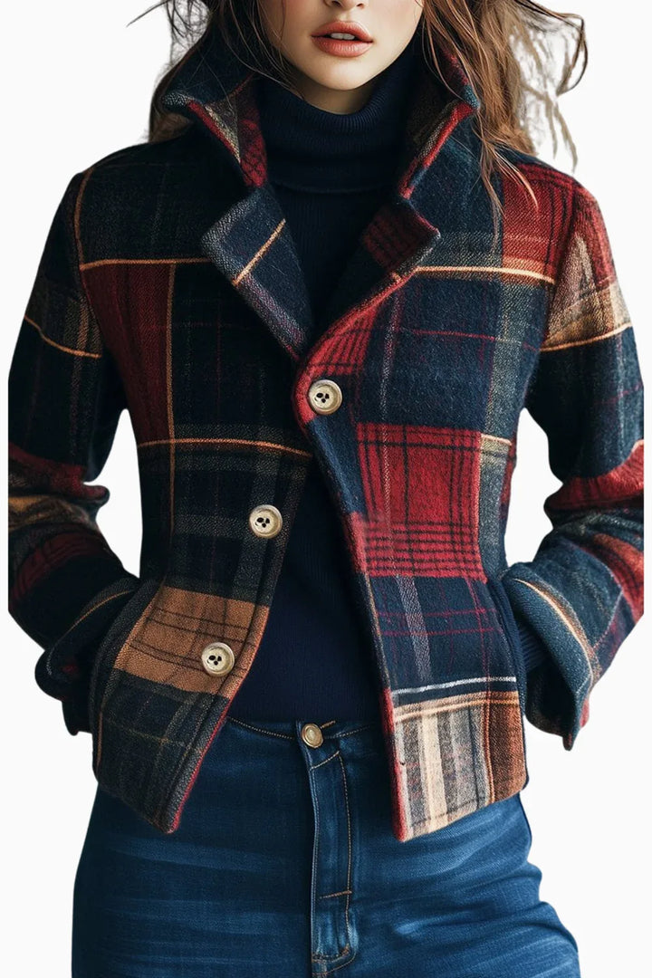 Joyce | Plaid Pattern Woolen Jacket - MABEL LONDON