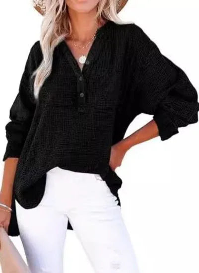 AYLA™ – Casual V-Neck Blouse - MABEL LONDON