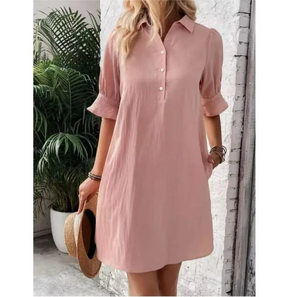 FRANCHESCA™ - Casual Button Down Shirt Dress - MABEL LONDON