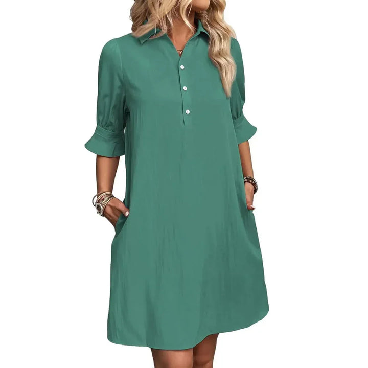 FRANCHESCA™ - Casual Button Down Shirt Dress - MABEL LONDON