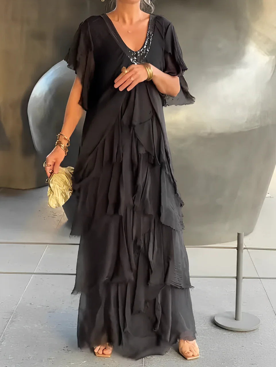 LYNETTE™ - Elegant Flowing Long Dress - MABEL LONDON