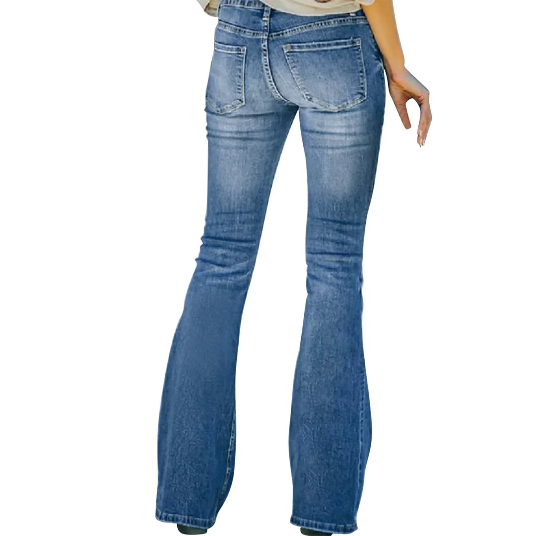 AVELINE™ - Comfortable High Waist Vintage Flared Jeans - MABEL LONDON