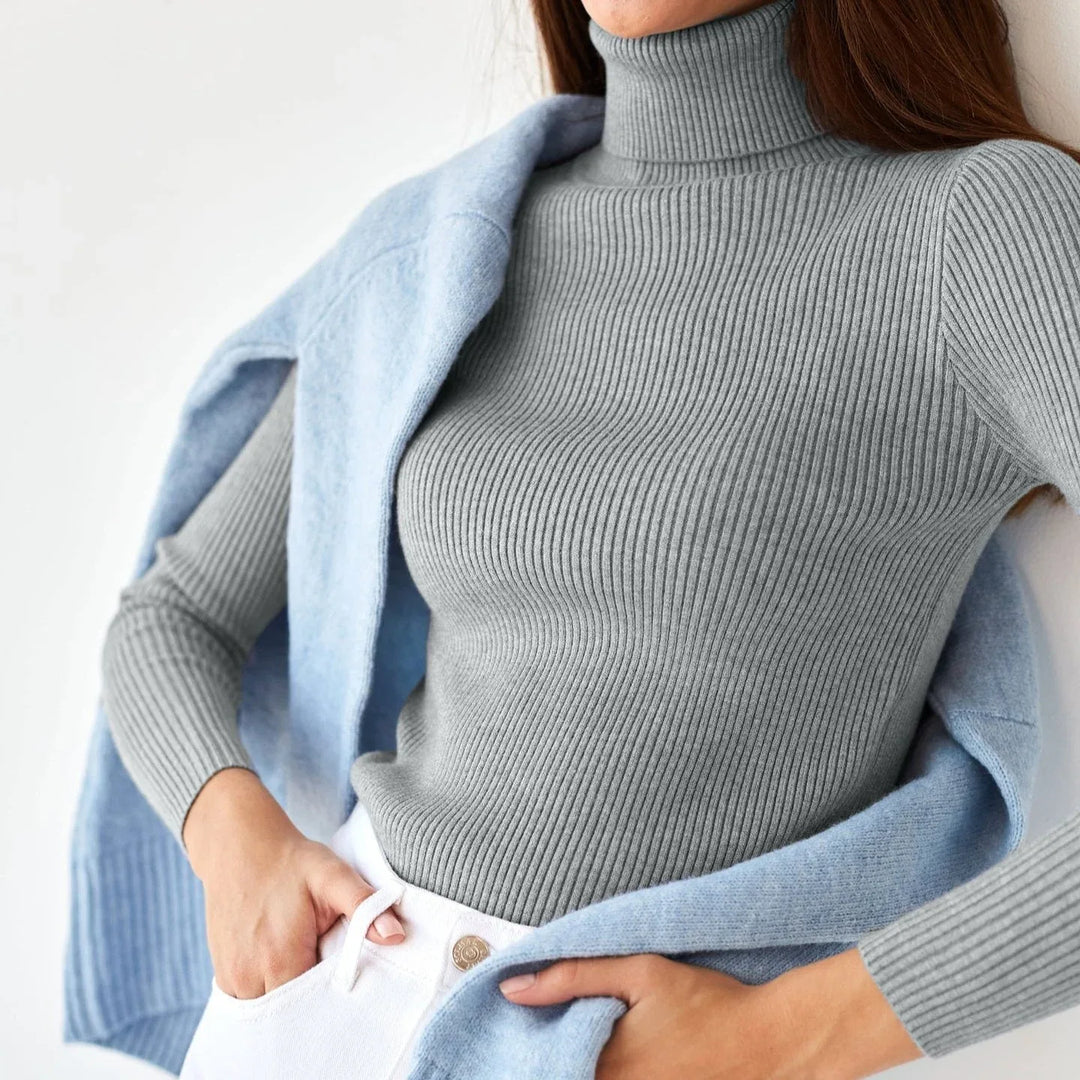 MAEVA™ - Ribbed Turtleneck Sweater - MABEL LONDON