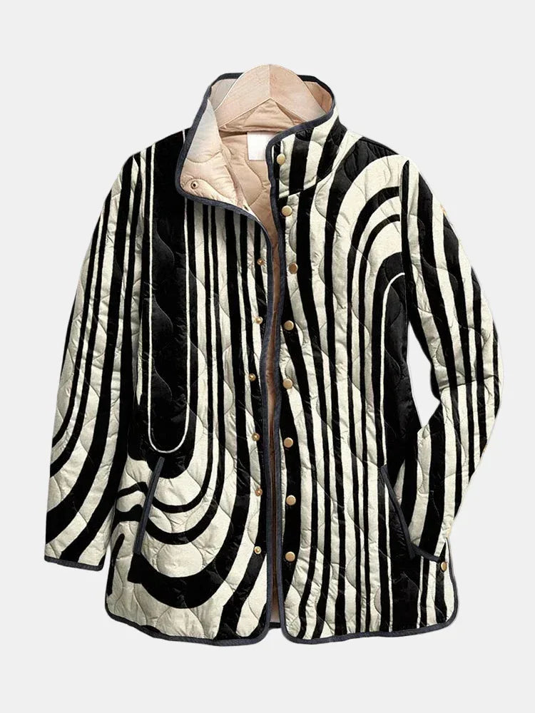 Soraya | Casual Quilted Jacket with Abstract Geometric Design - MABEL LONDON