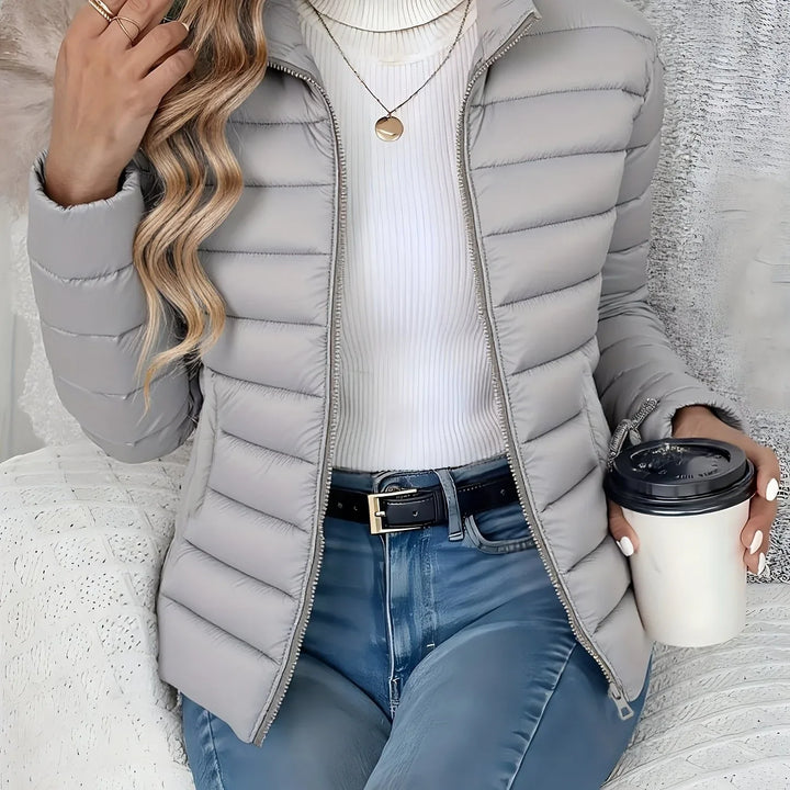 Nalia – Quilted High-Neck Jacket - MABEL LONDON