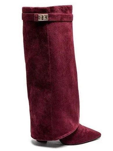 RAVEN™ - Burgundy Suede Boots - MABEL LONDON