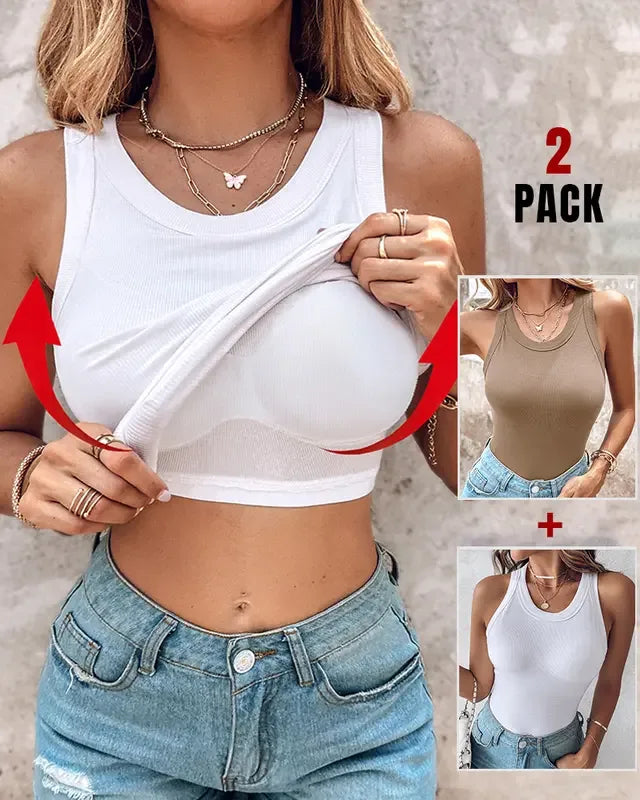 DASHA™ - Comfort Built-In Bra Tank Top (Pack of 2) - MABEL LONDON