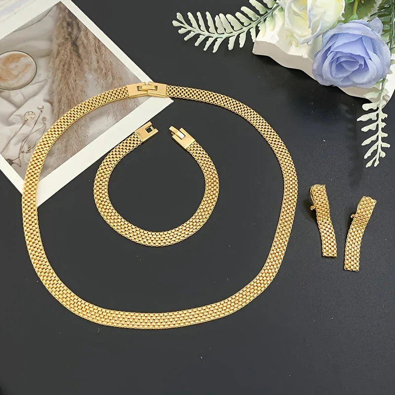 Refined Long Necklace, Bracelet & Earrings Set - MABEL LONDON