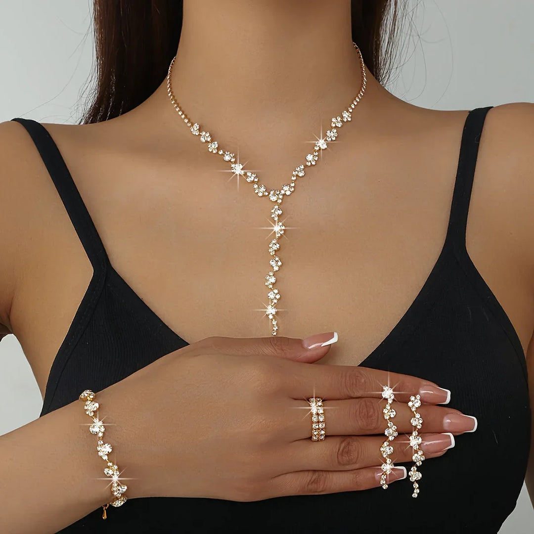 Valerine | High-End Sparkle Flower Jewelry Set - MABEL LONDON