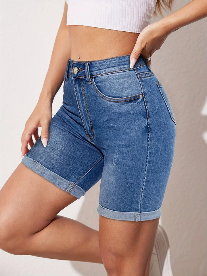 RAPHAELLE™ - Stretch-Fit Bermuda Jean Short - MABEL LONDON