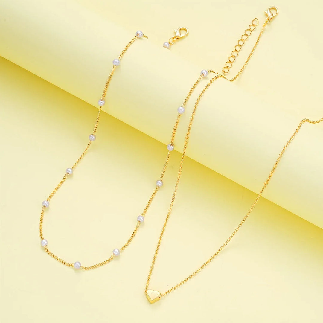 Simple Heart Necklace & Bracelet Set - MABEL LONDON