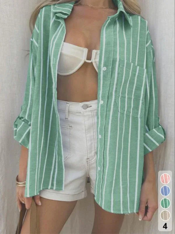 ELISENA™ – Timeless Long Sleeve Striped Summer Top - MABEL LONDON