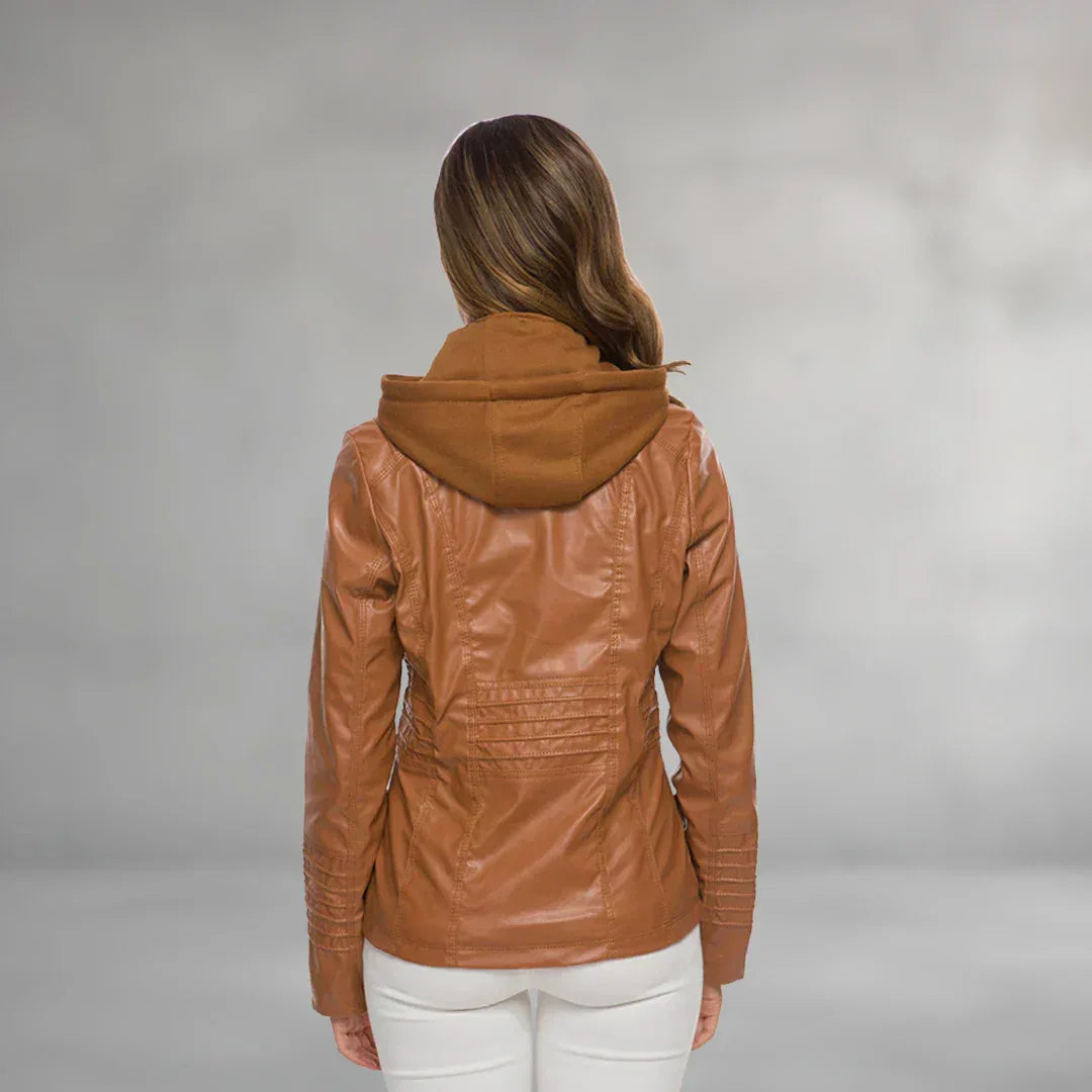 Ysolde | Leather Hooded Jacket - MABEL LONDON