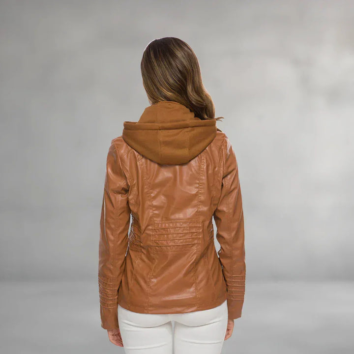 Ysolde | Leather Hooded Jacket - MABEL LONDON