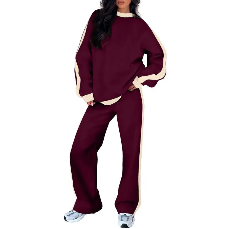 SANDI™ - Comfortable 2-Piece Lounge Set Sweatshirt & Straight Leg Pants - MABEL LONDON