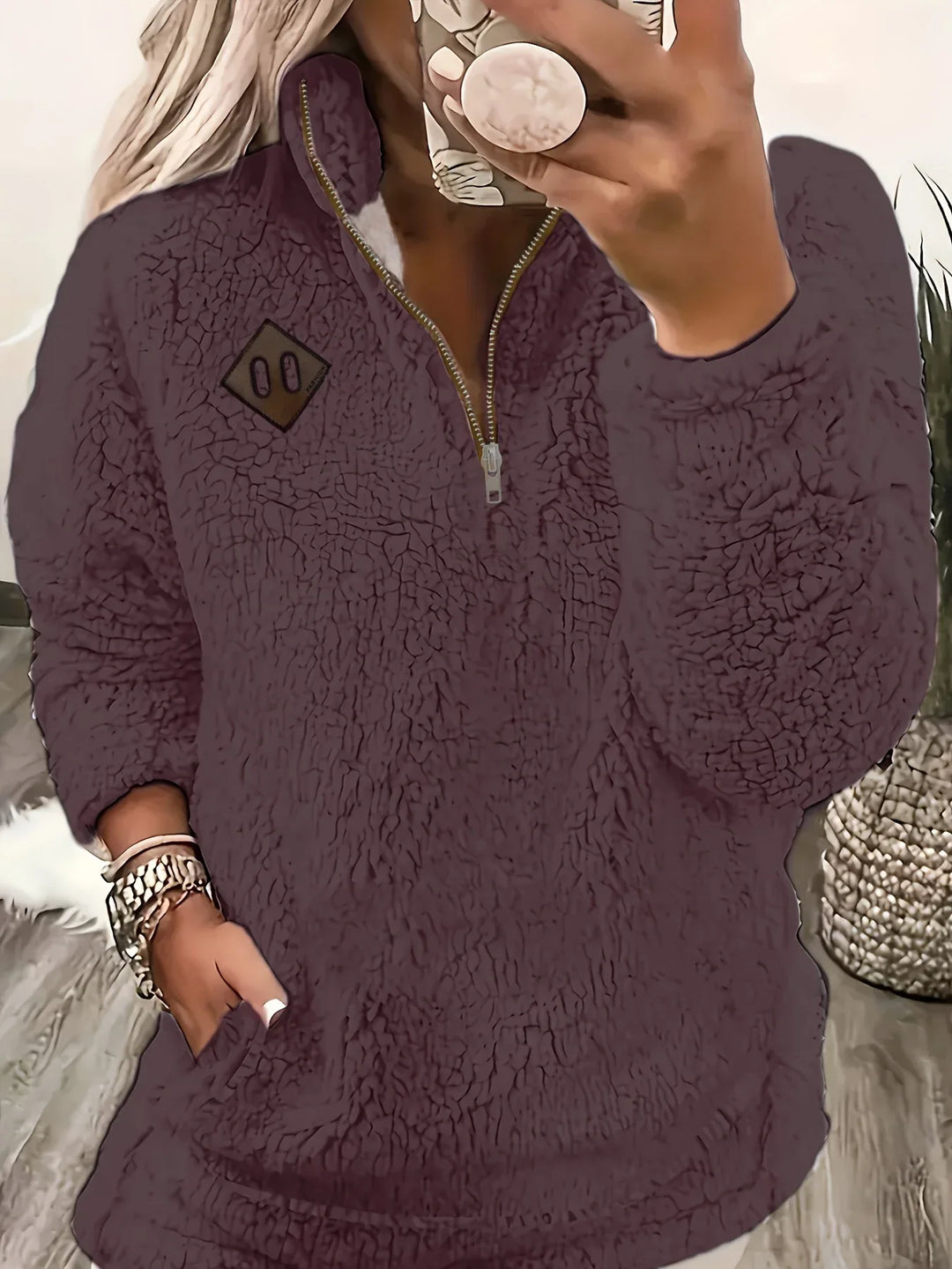 Ayla – Ultra-Soft High-Neck Fleece Pullover - MABEL LONDON