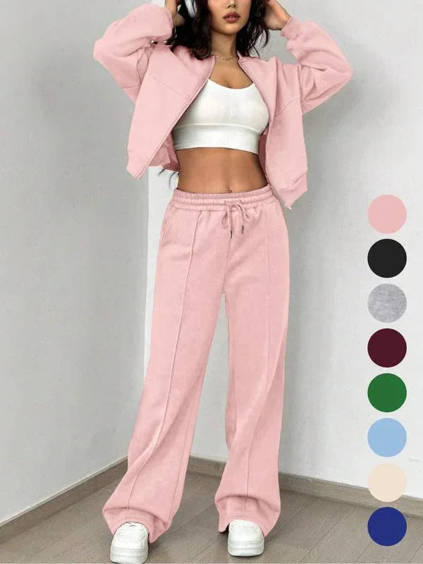 PALOMA™ – Cozy Streetwear Zip Jacket and Pants Set - MABEL LONDON