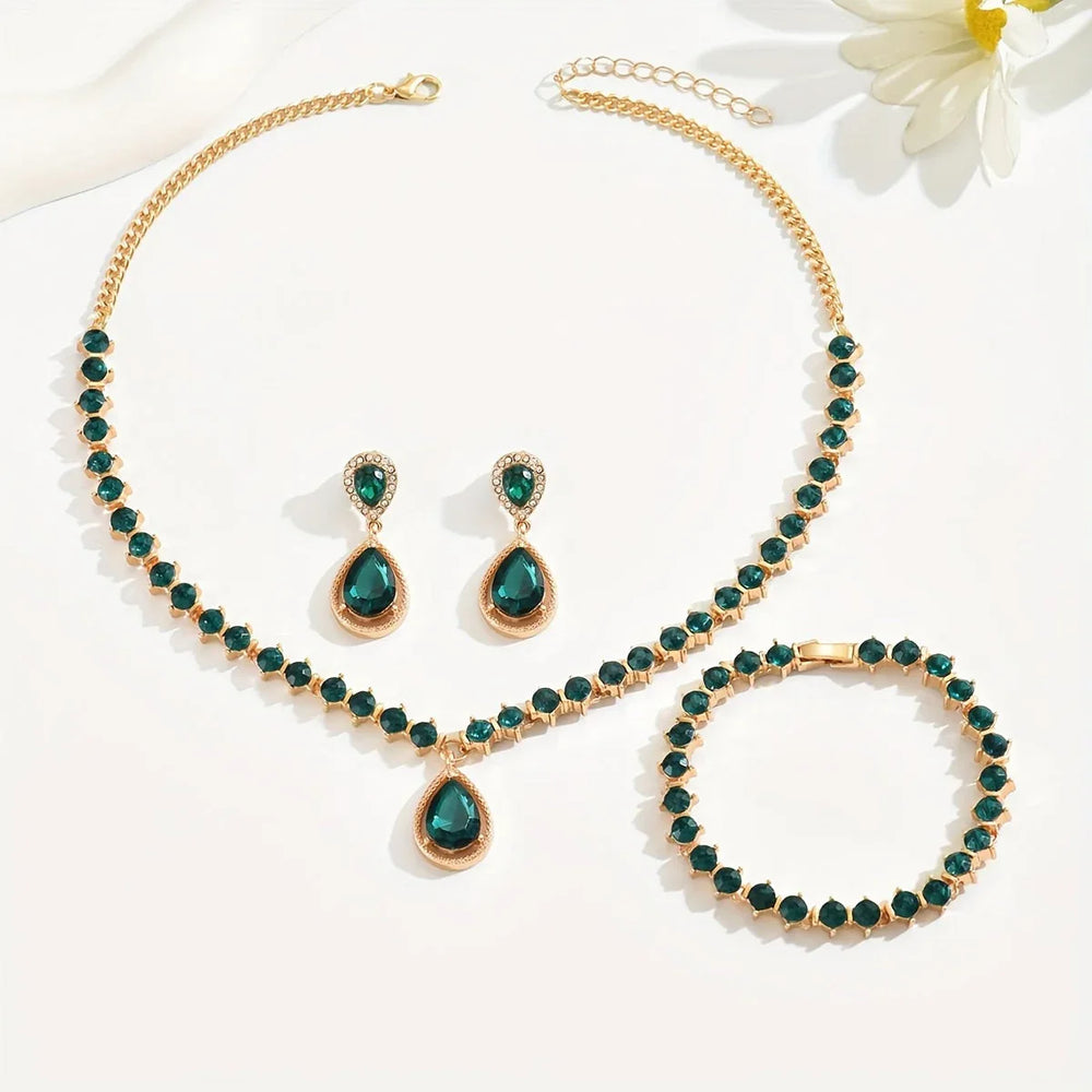 Elegant Geometric Crystal Jewelry Set - MABEL LONDON