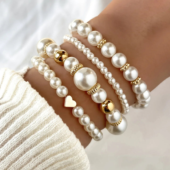 Pearl Heart Bracelet Set - MABEL LONDON