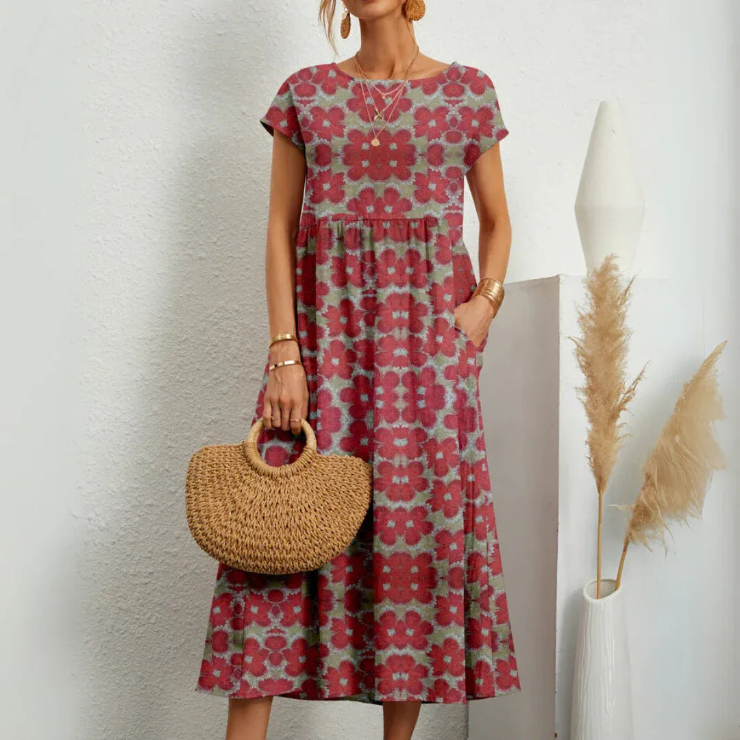 FLORENE™ - Breezy Floral Midi Dress - MABEL LONDON