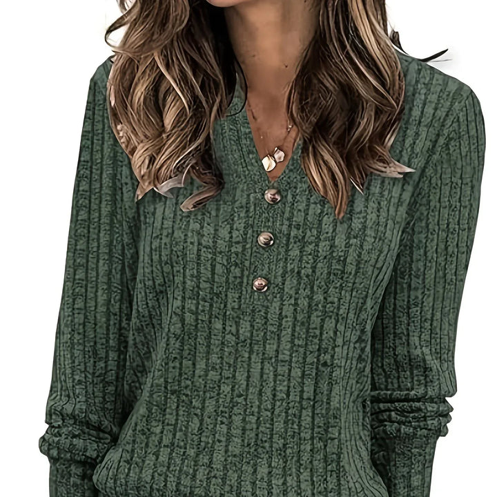 Mira – Soft Ribbed V-Neck Knit Top - MABEL LONDON