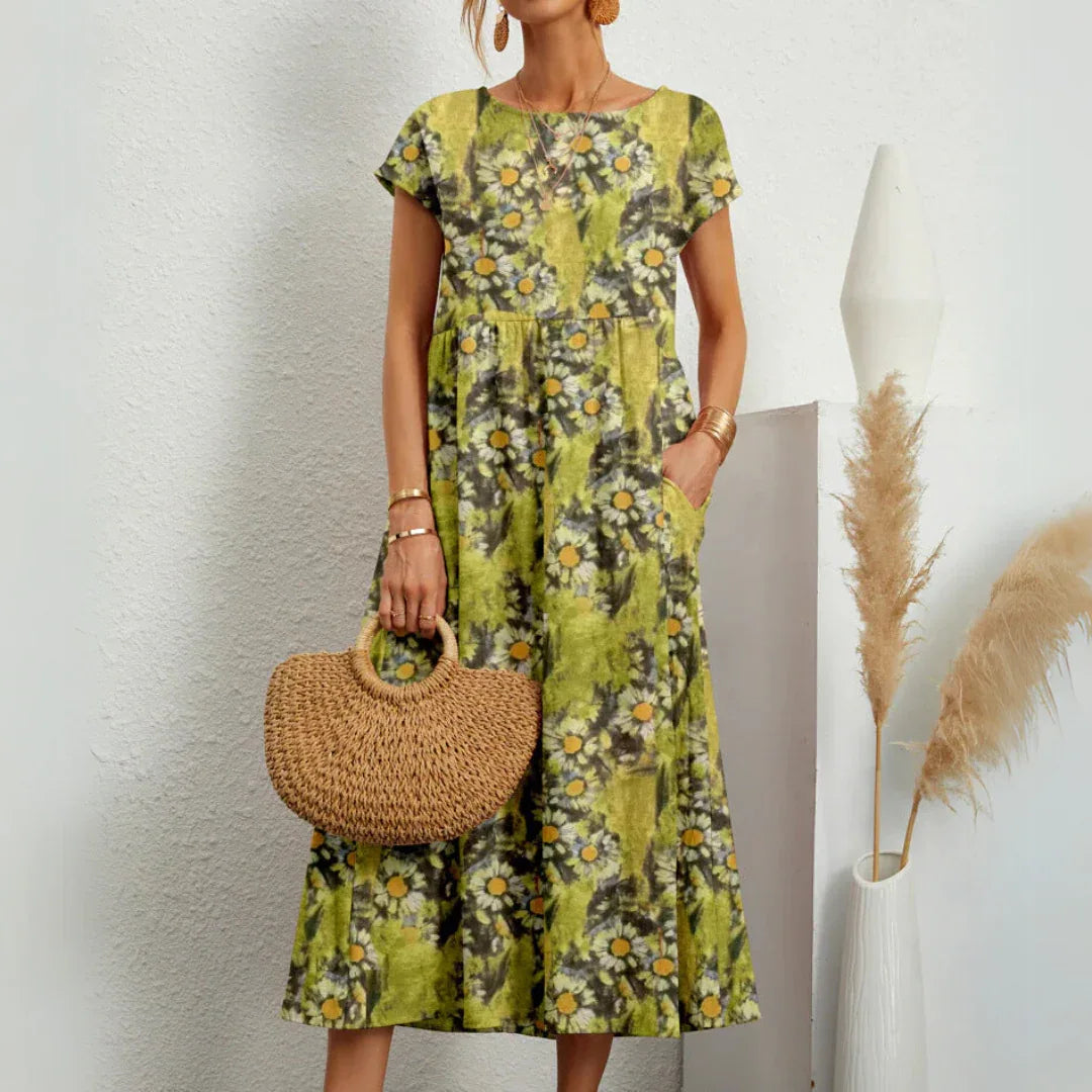 FLORENE™ - Breezy Floral Midi Dress - MABEL LONDON