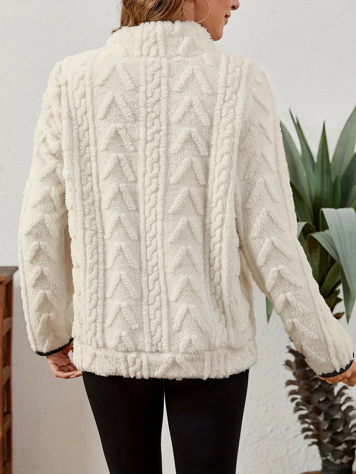 Nora – Plush Textured Zip Pullover - MABEL LONDON