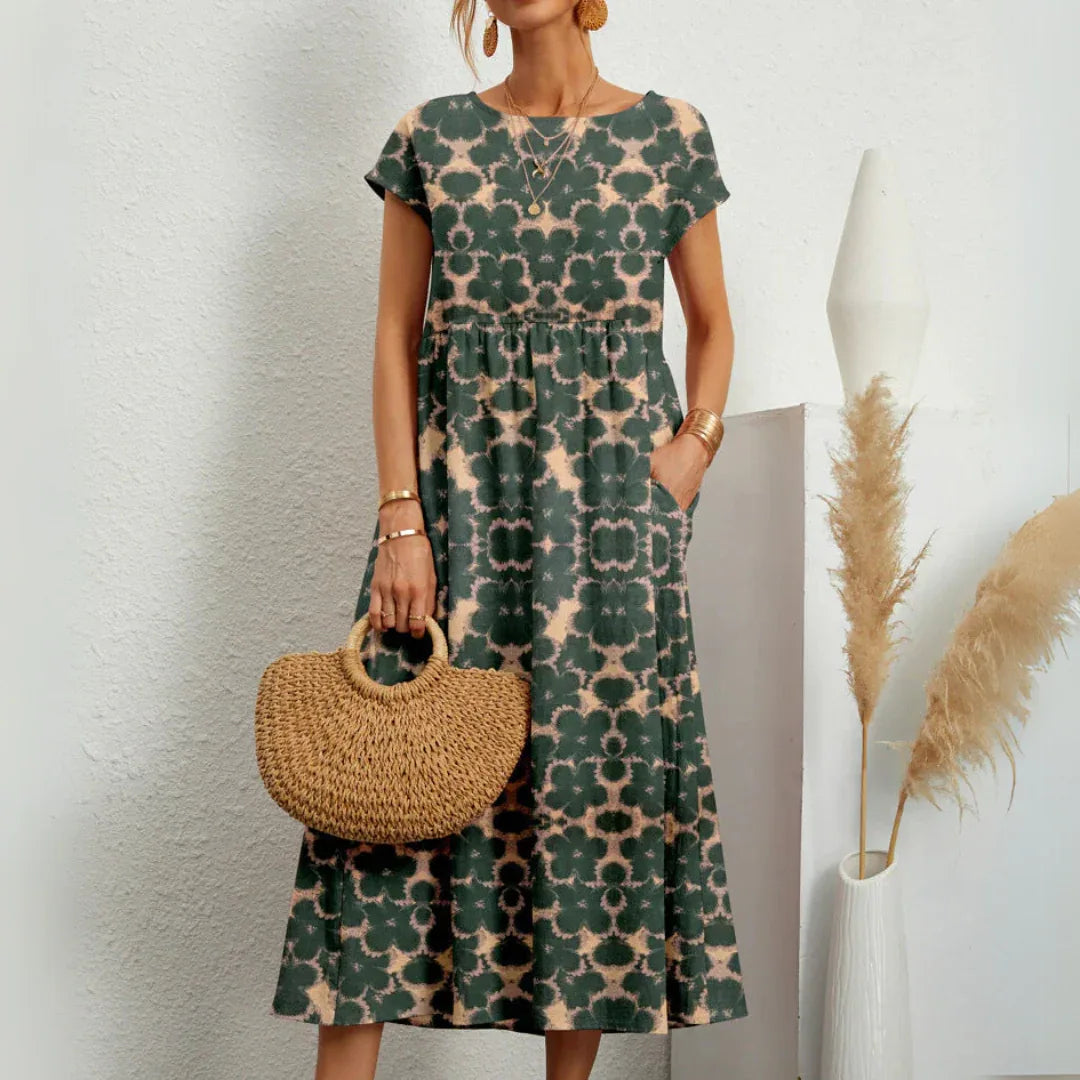 FLORENE™ - Breezy Floral Midi Dress - MABEL LONDON