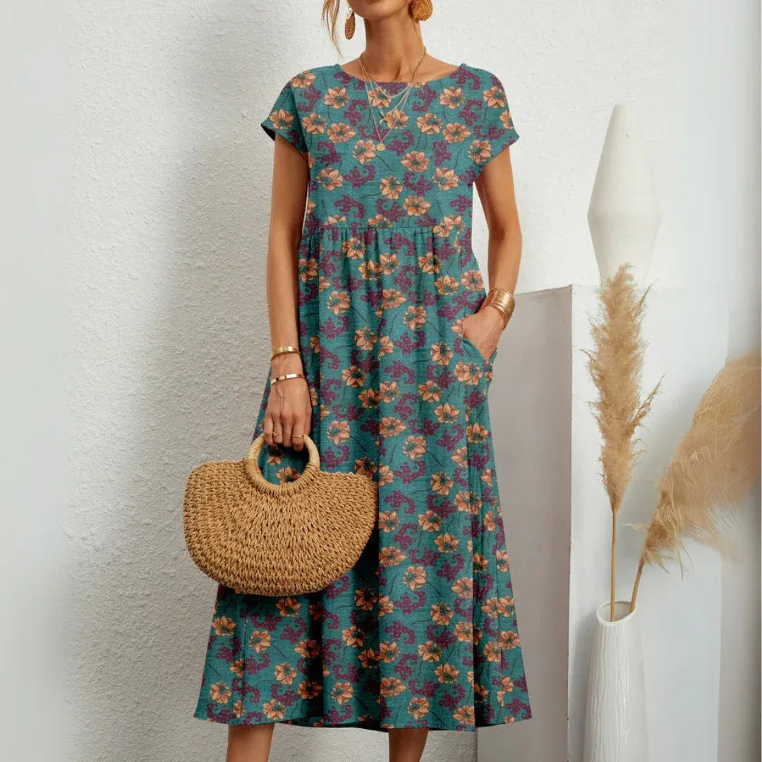 FLORENE™ - Breezy Floral Midi Dress - MABEL LONDON