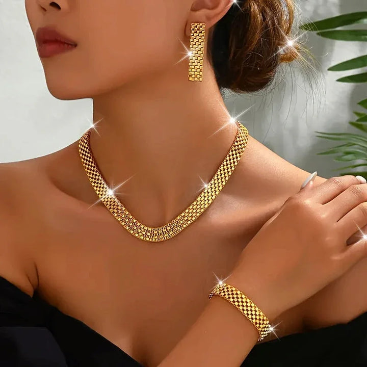 Refined Long Necklace, Bracelet & Earrings Set - MABEL LONDON