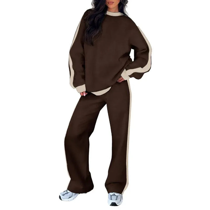 SANDI™ - Comfortable 2-Piece Lounge Set Sweatshirt & Straight Leg Pants - MABEL LONDON