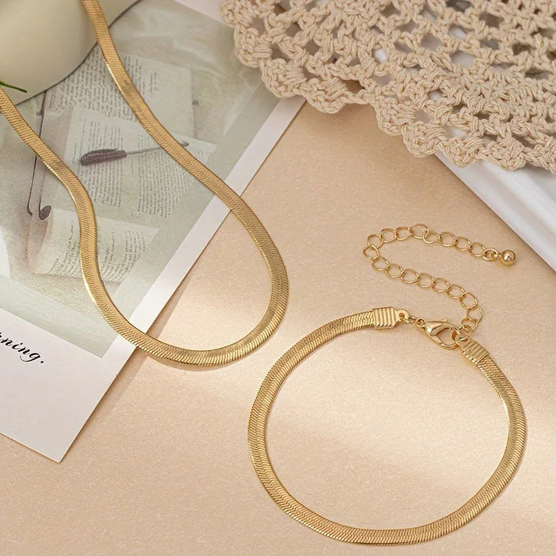 Vintage Snake Chain Necklace Set - MABEL LONDON