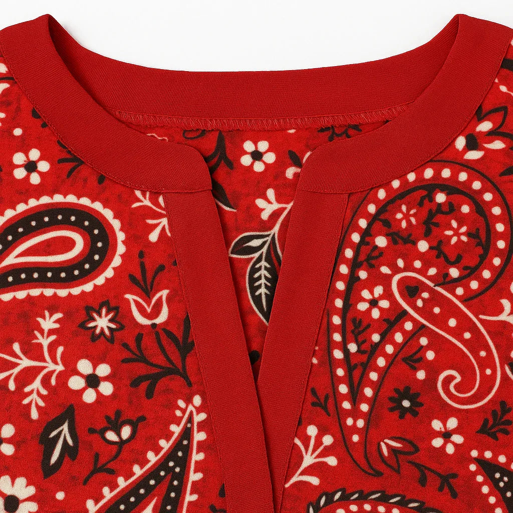 ADELAIDE™ - Vintage Mixed Motif Retro Blouse - MABEL LONDON