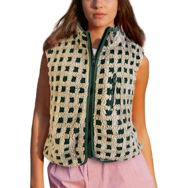 CONCUELO™ – Casual Plaid Sleeveless Zip-Up Vest - MABEL LONDON