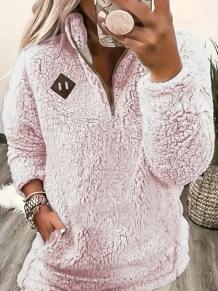 Ayla – Ultra-Soft High-Neck Fleece Pullover - MABEL LONDON