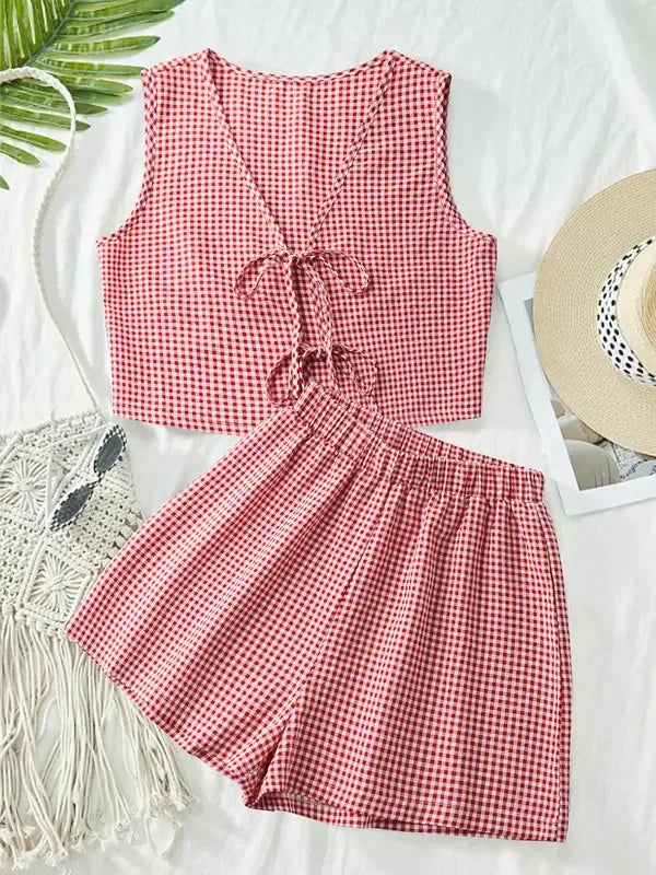 MOESHA™ - Chic Summer Sleeveless Vest and High-Waist Shorts Set - MABEL LONDON