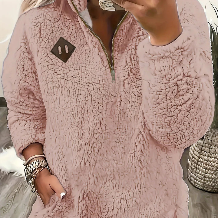 Ayla – Ultra-Soft High-Neck Fleece Pullover - MABEL LONDON