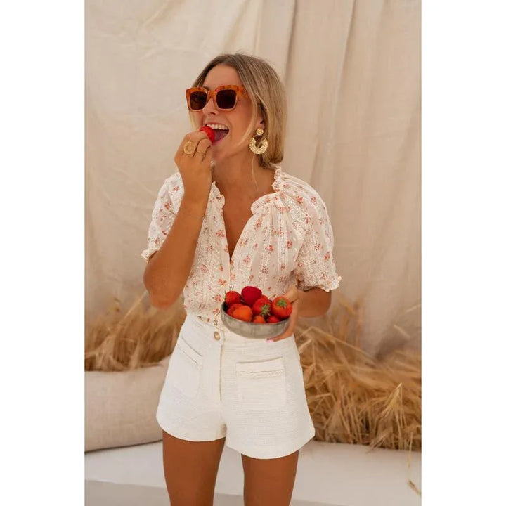 SOPHINI™ – Casual Floral Short-Sleeved Lining Blouse - MABEL LONDON