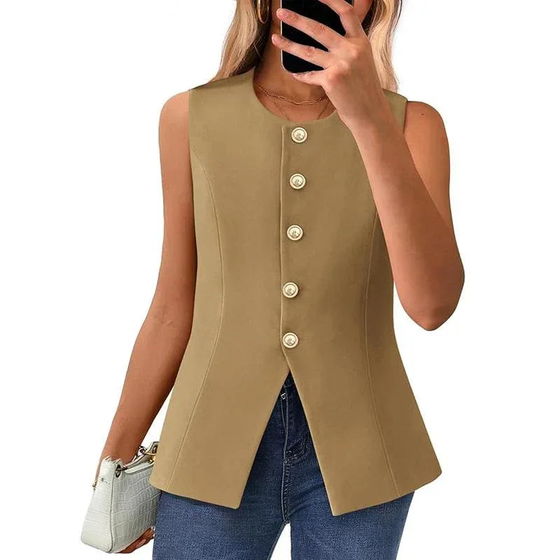 CORAZON™ – Chic Sleeveless Button-Down Vest - MABEL LONDON