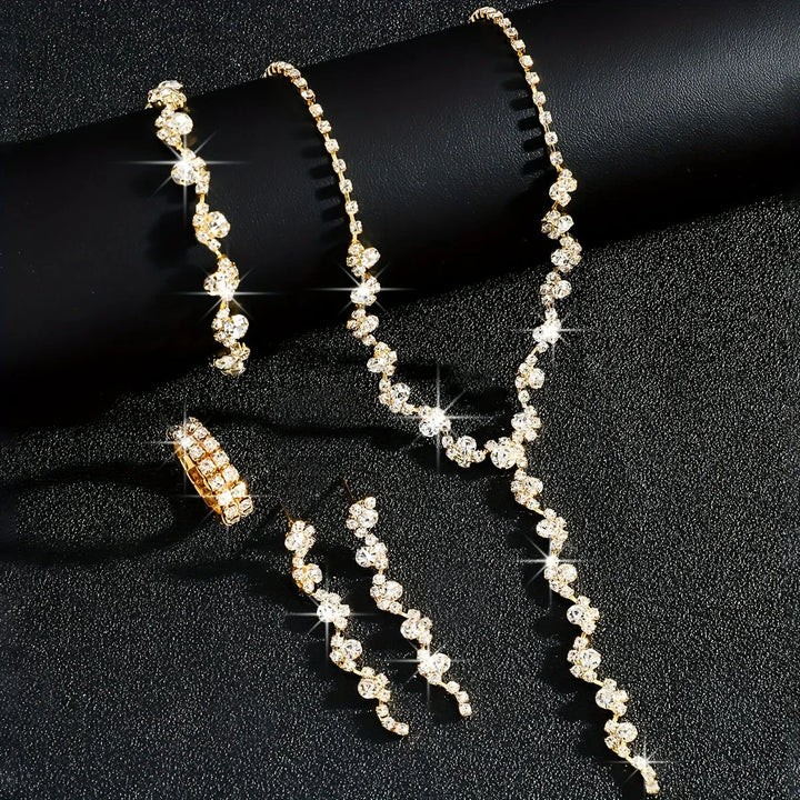 Valerine | High-End Sparkle Flower Jewelry Set - MABEL LONDON