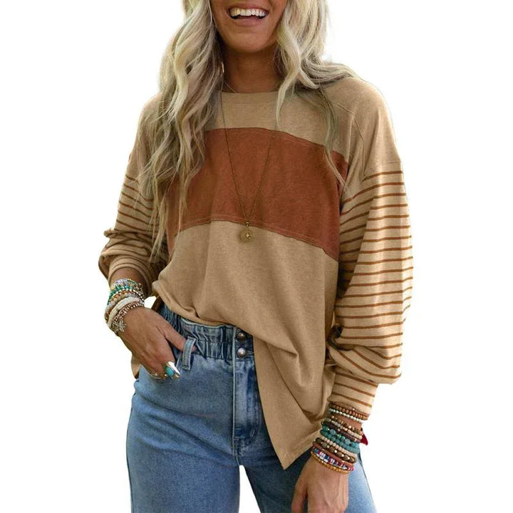 PERPETUA™ - Casual Long-Sleeve Oversized Crew Neck Top - MABEL LONDON