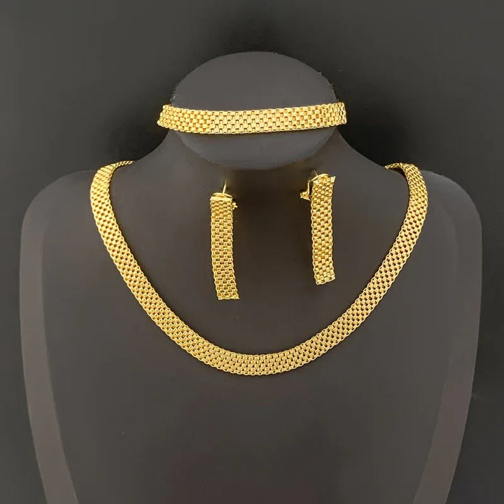 Refined Long Necklace, Bracelet & Earrings Set - MABEL LONDON