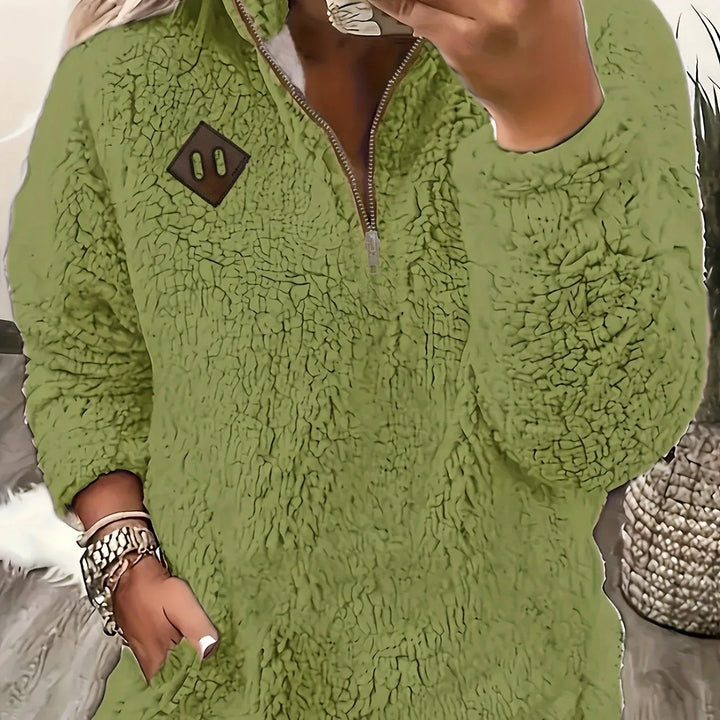 Ayla – Ultra-Soft High-Neck Fleece Pullover - MABEL LONDON