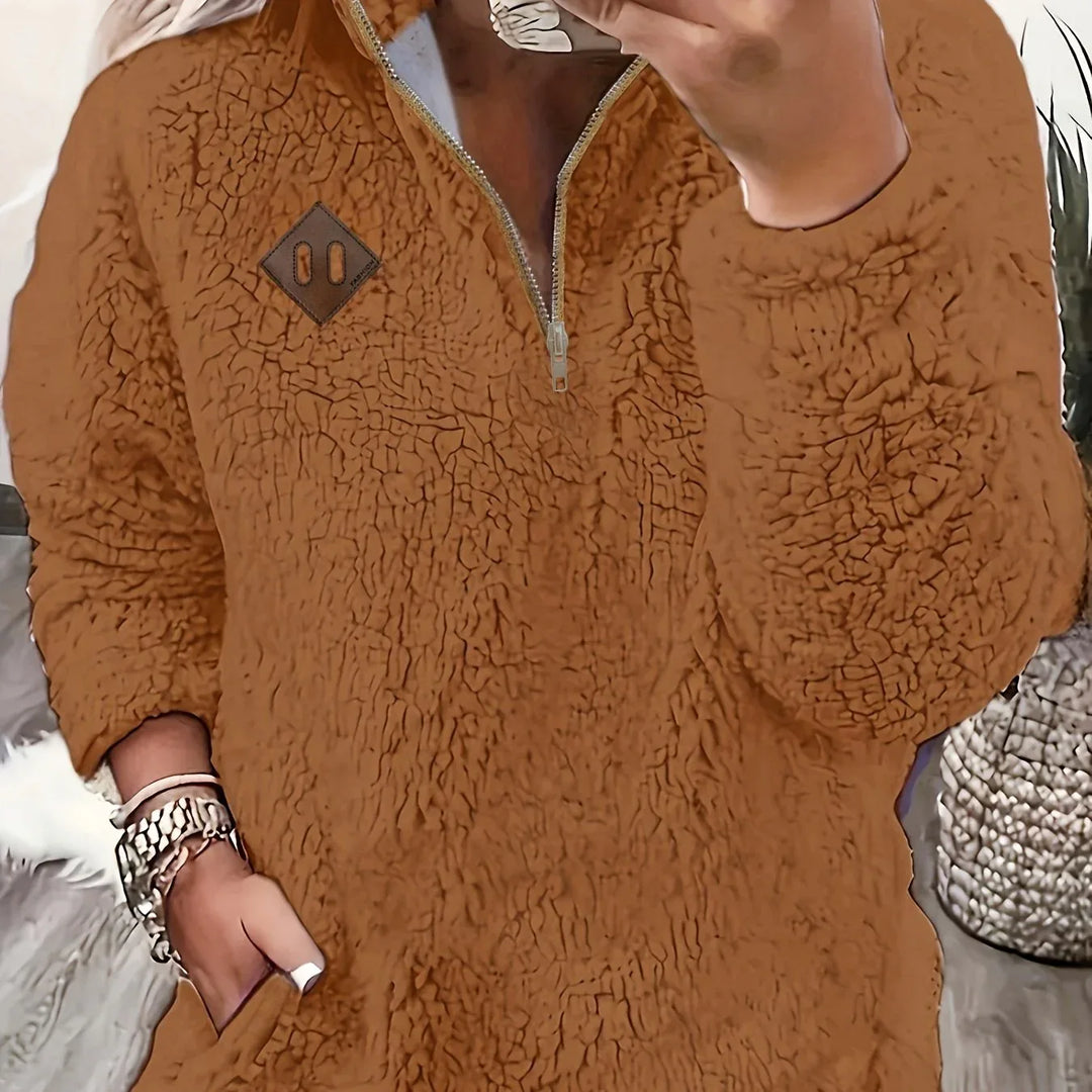 Ayla – Ultra-Soft High-Neck Fleece Pullover - MABEL LONDON