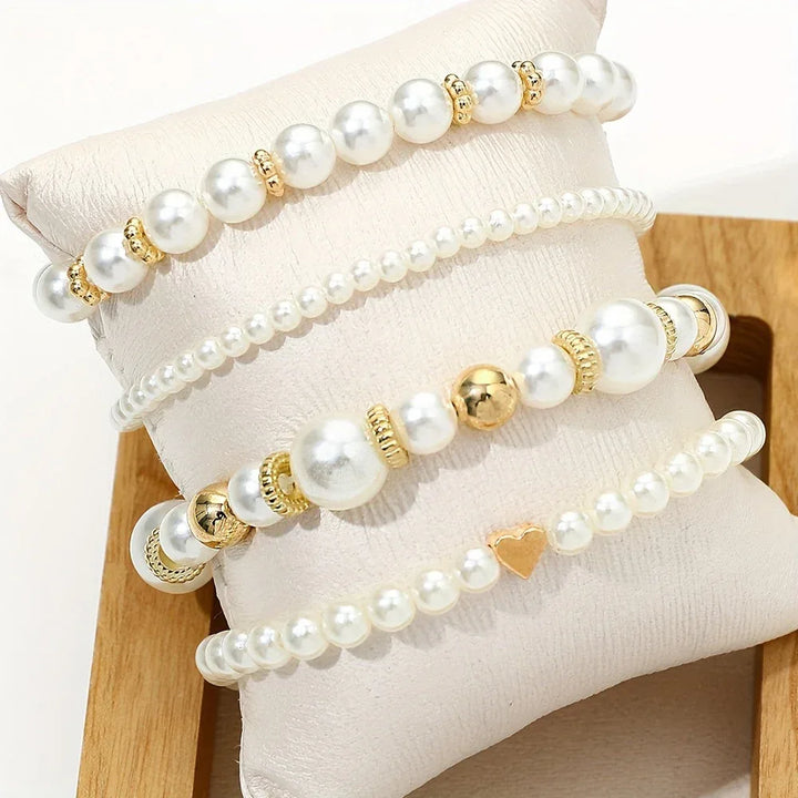 Pearl Heart Bracelet Set - MABEL LONDON