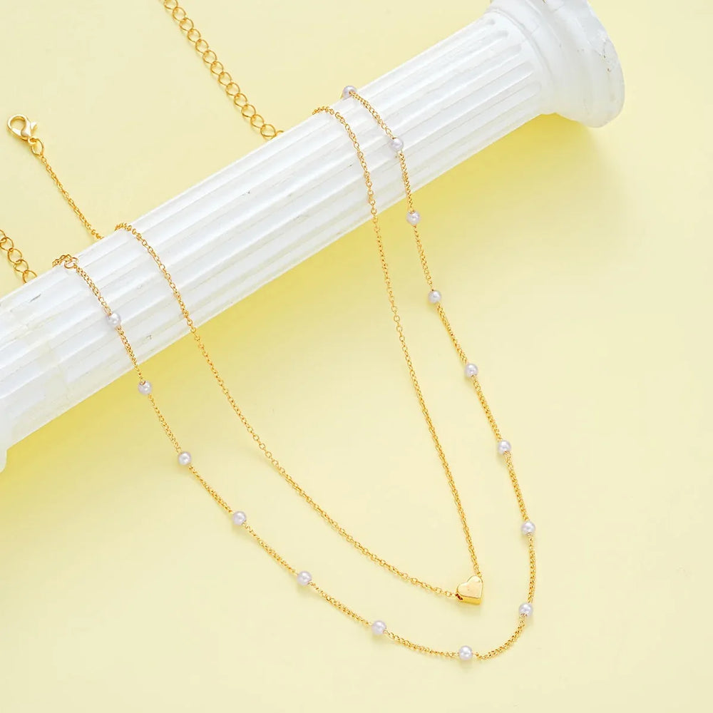 Simple Heart Necklace & Bracelet Set - MABEL LONDON