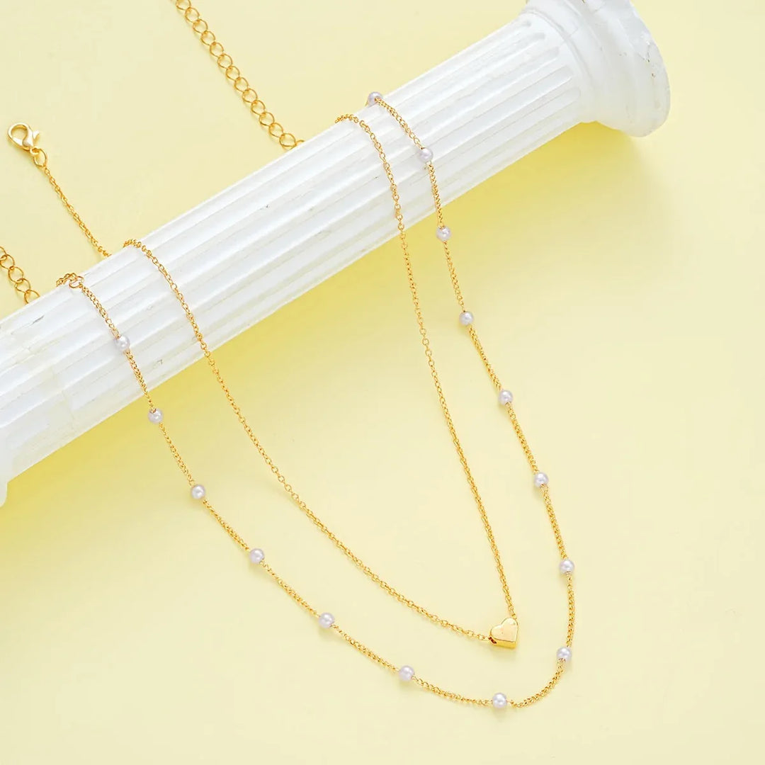 Simple Heart Necklace & Bracelet Set - MABEL LONDON