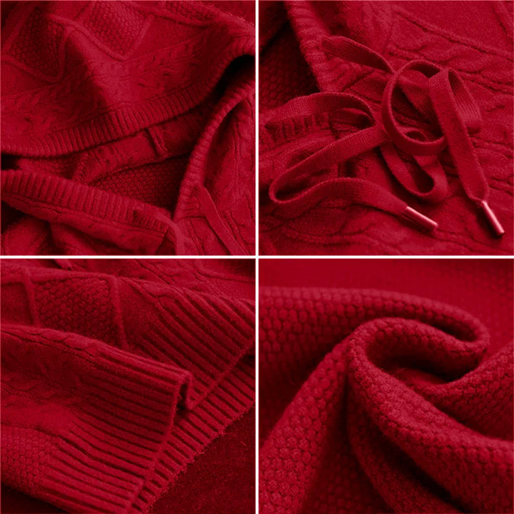 Emily | Cable Knit Hoodie Sweater - MABEL LONDON